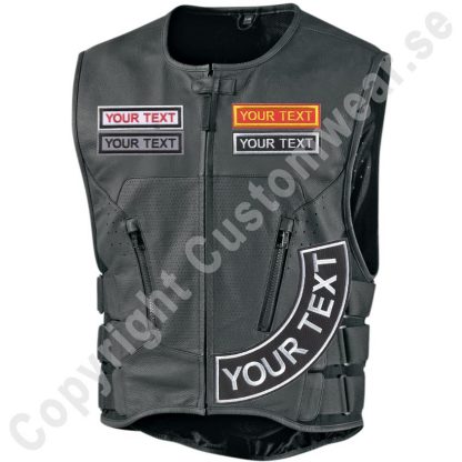 Biker vest with embroidered patches